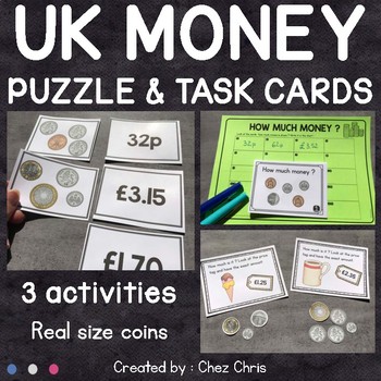 Preview of UK Money - Coins : Puzzle and task cards