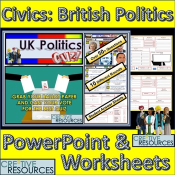 Preview of UK Politics PowerPoint Quiz Lesson - Civics and World Studies.
