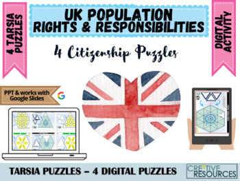 Preview of UK Population Rights and Responsibilities - Digital Tarsia Puzzle