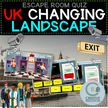 Preview of UK landscape Revision Escape Quiz - Like boom cards