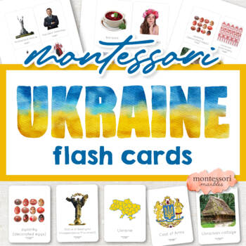 Preview of UKRAINE Flash Cards, Vocabulary, Cultural & Diversity Cards, Montessori Inspired