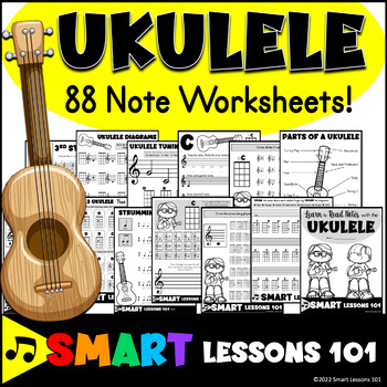 Preview of UKULELE NOTE WORKSHEETS | Ukulele Worksheets | Music Worksheets Note Activities