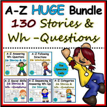 Preview of A-Z HUGE BUNDLE 130 Stories with Wh-questions