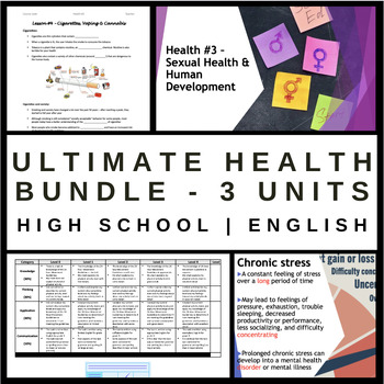 Preview of ULTIMATE Health & Physical Education Bundle - 3 Units - English