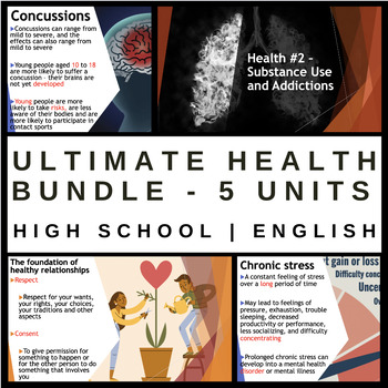 Preview of ULTIMATE Health & Physical Education Bundle - 5 Units - English