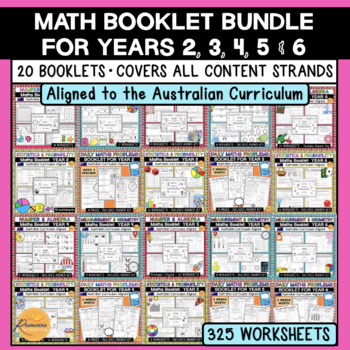 Preview of Math Worksheets and Booklets Bundle - Years 2, 3, 4, 5 & 6 Australian Curriculum