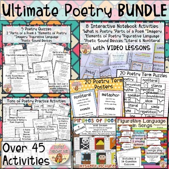 Preview of Ultimate Poetry BUNDLE Interactive Notebooks, Videos, Hands-On Activities & More