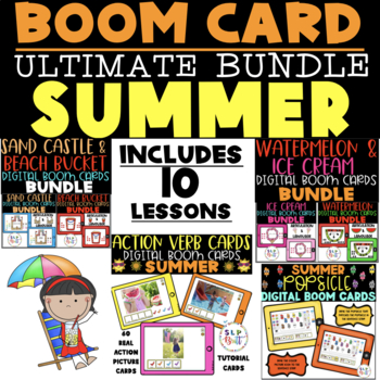 ULTIMATE SUMMER BOOM CARD BUNDLE (ARTICULATION & LANGUAGE) SPEECH THERAPY