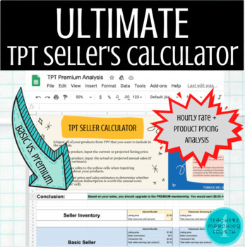 Preview of ULTIMATE TpT Seller's Calculator (+Is Premium Worth It?)