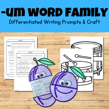 Preview of UM Word Family Phonics Writing Craftivity - Short U Phonics Writing & Craft