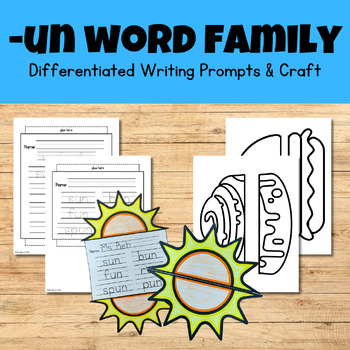 Preview of UN Word Family Phonics Writing Craftivity - Short U Phonics Writing & Craft
