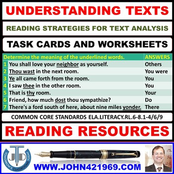 Preview of UNDERSTANDING TEXTS WORKSHEETS WITH ANSWERS