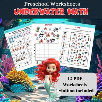 Preview of UNDERWATER Math Worksheets for PreK, Preschool, Kindergarten and Homeschool
