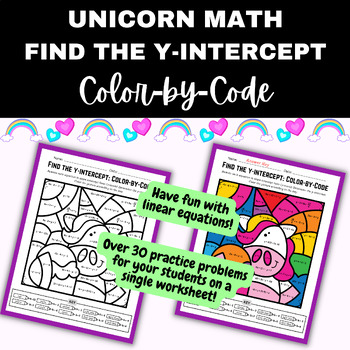 Preview of UNICORN Color by Code Math: Find Y-INTERCEPT from a linear equation