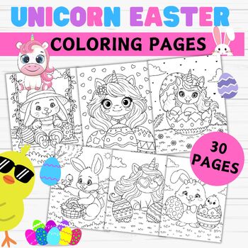 Preview of UNICORN EASTER COLORING PAGES- EASTER COLORING PAGES- PRINTABLE