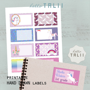 Kindergarten Labels: Unicorn Kindergarten Labels Pack