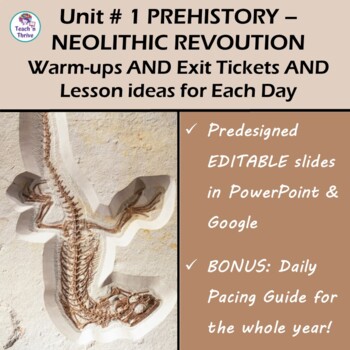 Preview of UNIT 1: Prehistory - 17 days of Bell Ringers, Exit tickets & lesson ideas