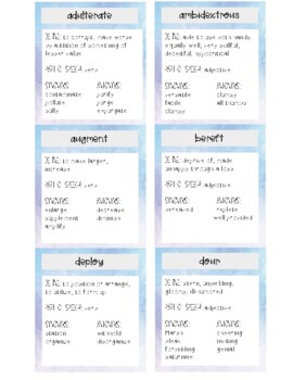 Preview of UNIT 1: Sadlier Level E Vocabulary Flashcards to Study