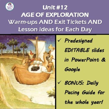 Preview of UNIT 12: THE AGE OF EXPLORATION - 8 Days of Do Nows, Exit Tickets & Lesson Ideas
