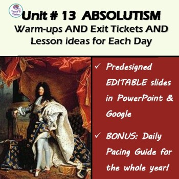 Preview of UNIT 13: ABSOLUTISM - 9 Days of Do Nows, Exit Tickets & Lesson Ideas