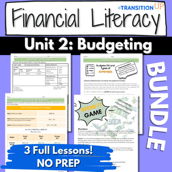 Preview of UNIT 2: BUDGETING BUNDLE-Financial Literacy-Transition-Worksheets-Activities