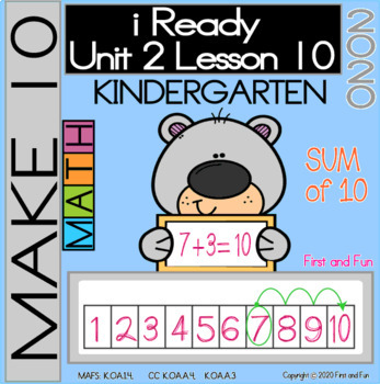 Preview of MAKE 10 iREADY KINDERGARTEN MATH UNIT 2 LESSON 10 WORKSHEETS EXIT TICKET POSTER