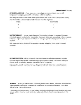 Preview of UNIT 4 - CHECKPOINT 1.1 (reconfigured) - AP LANG. AMSCO (editable)