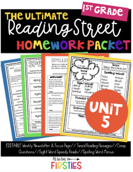 Preview of UNIT 5 Reading Street Homework 1st Grade