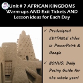UNIT 7: AFRICAN KINGDOMS - 10 Days of Bell Ringers, Exits 