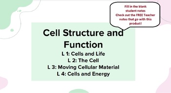 Preview of Cell Structure and Function | Unit Bundle | Google Forms | JH Science