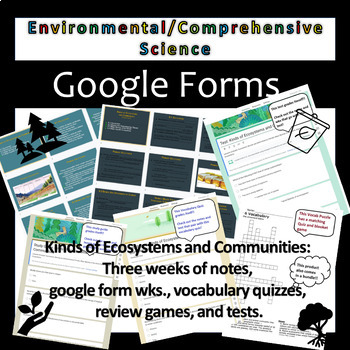 Preview of Kinds of Ecosystems, Biomes, and Communities | Google Forms | Unit Bundle
