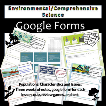 Preview of UNIT BUNDLE: Populations:  Characteristics and Issues: Google Forms: Notes: Test