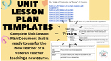 UNIT Lesson Plan Organizer with Table of Contents - 1 year period