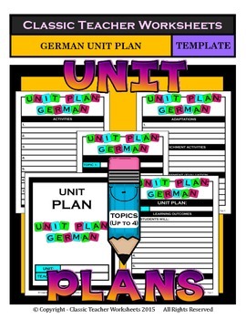 Preview of UNIT PLAN German Unit Plan Template Up to Four Topics