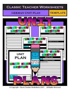 Preview of UNIT PLAN German Unit Plan Template Up to Six Topics