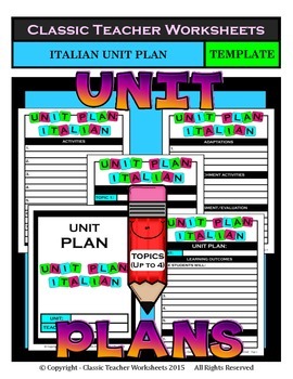 Preview of UNIT PLAN Italian Unit Plan Template Up to Four Topics