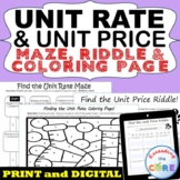 UNIT RATE AND UNIT PRICE Maze, Riddle, Coloring Page | Pri