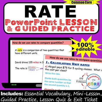 Preview of UNIT RATE, UNIT PRICE, EQUIVALENT RATE PowerPoint Lesson & Practice | DIGITAL