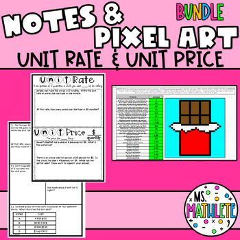 Preview of UNIT RATE & UNIT PRICE  Notes and Pixel Art BUNDLE