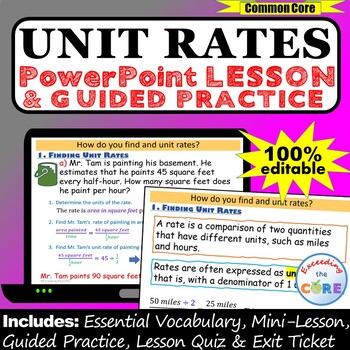 Preview of UNIT RATES PowerPoint Lesson AND Guided Practice | Distance Learning