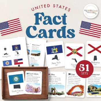 Preview of UNITED STATES Fact Cards, United States of America, Elementary Printable
