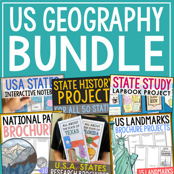 Preview of UNITED STATES GEOGRAPHY Activities | State Study, National Parks, & US Regions