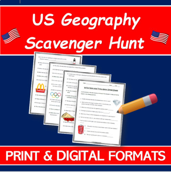 Preview of UNITED STATES GEOGRAPHY SCAVENGER HUNT | WebQuest