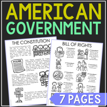 Preview of UNITED STATES GOVERNMENT Note Posters | History Social Studies Activity