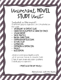 UNIVERSAL Novel Study Unit (FOR ANY FICTION CHAPTER BOOK)