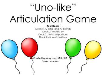 Preview of UNO LIKE ARTICULATION GAME SOUND BUNDLE (R, Vocalic R, TH, S)