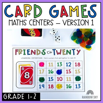 Preview of UNO card Math Centers for Grade 1 and 2 / Number sense Games