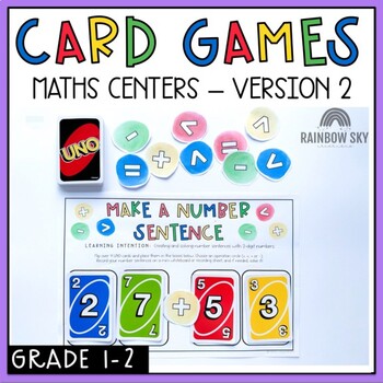 Preview of UNO card Math Centers for Grade 1 and 2 / Number sense Games (Version 2)