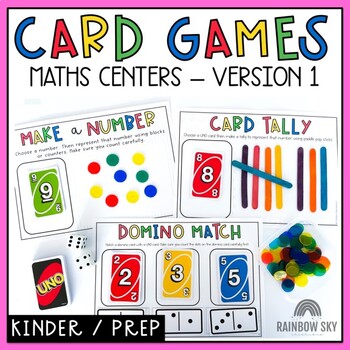 Preview of UNO card Math Centers for Kindergarten / Number sense Games (Version 1) 