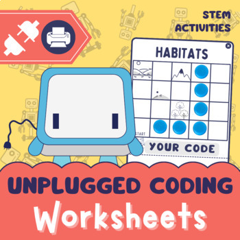 Preview of STEM Classroom: Habitat-Themed Unplugged Directional Coding Worksheets